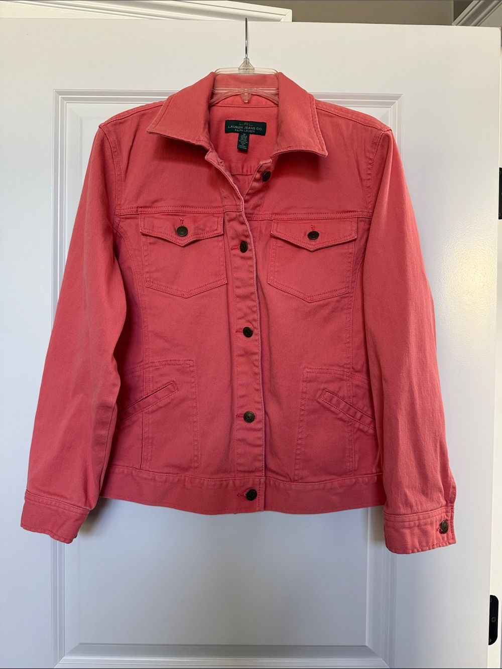 Lauren Ralph Lauren Coral Pink Denim Jacket 1X